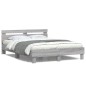 vidaXL Bettgestell mit Kopfteil LED-Beleuchtung Grau Sonoma 150x200 cm vidaXL Bettgestell mit Kopfteil LED-Beleuchtung Grau Sonoma 150x200 cm