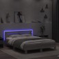vidaXL Bettgestell mit Kopfteil LED-Beleuchtung Grau Sonoma 150x200 cm vidaXL Bettgestell mit Kopfteil LED-Beleuchtung Grau Sonoma 150x200 cm
