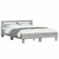 vidaXL Bettgestell mit Kopfteil LED-Beleuchtung Grau Sonoma 150x200 cm vidaXL Bettgestell mit Kopfteil LED-Beleuchtung Grau Sonoma 150x200 cm