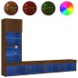vidaXL 4-tlg. Wohnwand mit LED-Beleuchtung Braun Eiche Holzwerkstoff vidaXL 4-tlg. Wohnwand mit LED-Beleuchtung Braun Eiche Holzwerkstoff