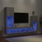 vidaXL 4-tlg. Wohnwand mit LED-Beleuchtung Grau Sonoma Holzwerkstoff vidaXL 4-tlg. Wohnwand mit LED-Beleuchtung Grau Sonoma Holzwerkstoff