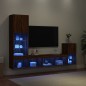 vidaXL 4-tlg. Wohnwand mit LED-Beleuchtung Braun Eiche Holzwerkstoff vidaXL 4-tlg. Wohnwand mit LED-Beleuchtung Braun Eiche Holzwerkstoff