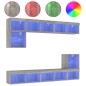 vidaXL 8-tlg. Wohnwand mit LED-Beleuchtung Grau Sonoma Holzwerkstoff