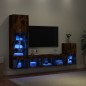 vidaXL 4-tlg. Wohnwand mit LED-Beleuchtung Räuchereiche Holzwerkstoff vidaXL 4-tlg. Wohnwand mit LED-Beleuchtung Räuchereiche Holzwerkstoff