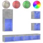 vidaXL 5-tlg. Wohnwand mit LED-Beleuchtung Betongrau Holzwerkstoff