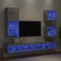 vidaXL 5-tlg. Wohnwand mit LED-Beleuchtung Betongrau Holzwerkstoff