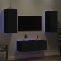 vidaXL 4-tlg. Wohnwand mit LED-Beleuchtung Schwarz Holzwerkstoff vidaXL 4-tlg. Wohnwand mit LED-Beleuchtung Schwarz Holzwerkstoff