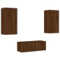 vidaXL 4-tlg. Wohnwand mit LED-Beleuchtung Braun Eiche Holzwerkstoff vidaXL 4-tlg. Wohnwand mit LED-Beleuchtung Braun Eiche Holzwerkstoff
