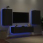 vidaXL 4-tlg. Wohnwand mit LED-Beleuchtung Schwarz Holzwerkstoff vidaXL 4-tlg. Wohnwand mit LED-Beleuchtung Schwarz Holzwerkstoff