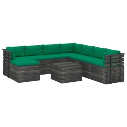 9-tlg. Garten-Sofagarnitur aus Paletten mit Kissen Kiefernholz