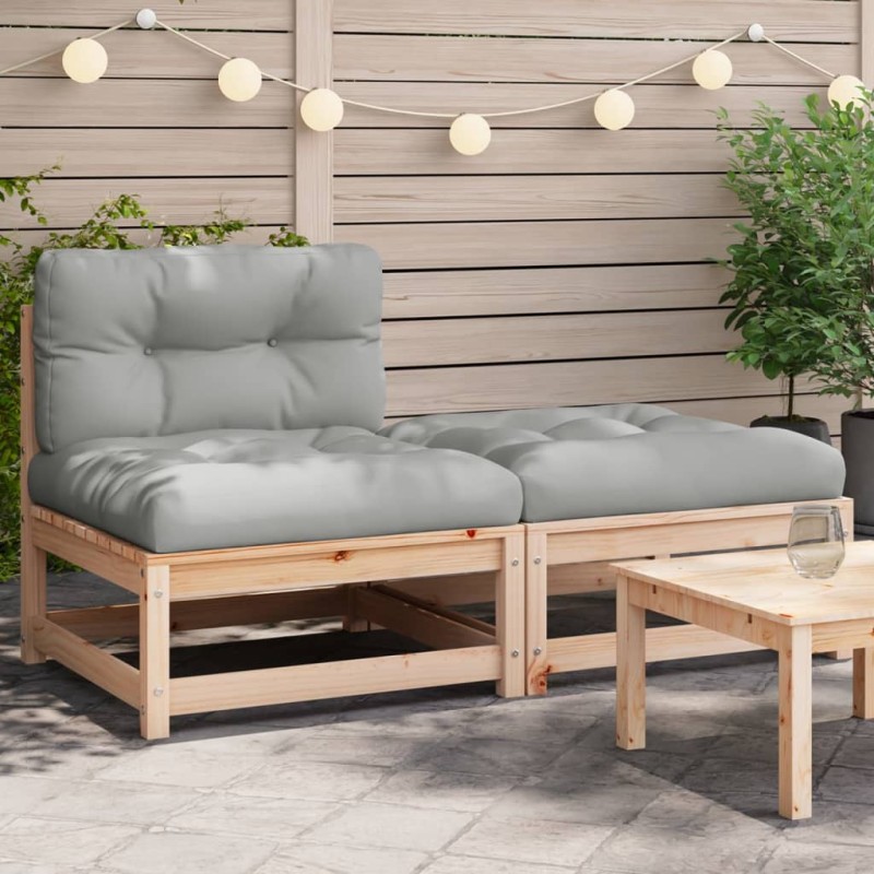 vidaXL Gartensofa ohne Armlehnen mit Kissen und Hocker vidaXL Gartensofa ohne Armlehnen mit Kissen und Hocker