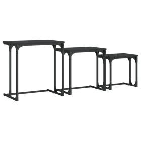 vidaXL Satztische 3 Stk. Schwarz Holzwerkstoff