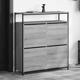 vidaXL Schuhschrank mit 4 Klappen Grau Sonoma 100x34x112 cm