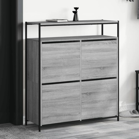 vidaXL Schuhschrank mit 4 Klappen Grau Sonoma 100x34x112 cm