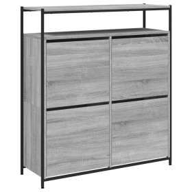 vidaXL Schuhschrank mit 4 Klappen Grau Sonoma 100x34x112 cm