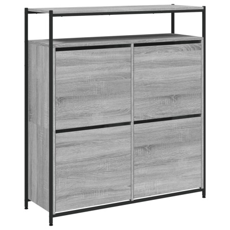 vidaXL Schuhschrank mit 4 Klappen Grau Sonoma 100x34x112 cm