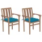 Gartenstühle 2 Stk. mit Hellblauen Kissen Massivholz Teak Gartenstühle 2 Stk. mit Hellblauen Kissen Massivholz Teak