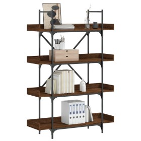 vidaXL Bücherregal 4 Böden Braun Eiche-Optik 100x33x145,5 cm