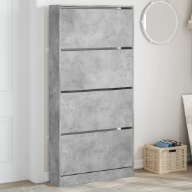 vidaXL Schuhschrank mit 4 Klappen Betongrau 80x21x163,5 cm
