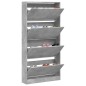 vidaXL Schuhschrank mit 4 Klappen Betongrau 80x21x163,5 cm vidaXL Schuhschrank mit 4 Klappen Betongrau 80x21x163,5 cm