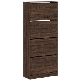 vidaXL Schuhschrank mit 4 Klappen Braun Eiche-Optik 80x34x187,5 cm