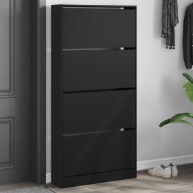 vidaXL Schuhschrank mit 4 Klappen Schwarz 80x21x163,5 cm