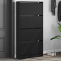 vidaXL Schuhschrank mit 4 Klappen Schwarz 80x21x163,5 cm vidaXL Schuhschrank mit 4 Klappen Schwarz 80x21x163,5 cm