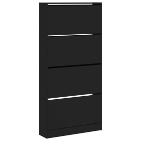 vidaXL Schuhschrank mit 4 Klappen Schwarz 80x21x163,5 cm