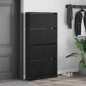 vidaXL Schuhschrank mit 4 Klappen Schwarz 80x21x163,5 cm vidaXL Schuhschrank mit 4 Klappen Schwarz 80x21x163,5 cm