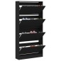 vidaXL Schuhschrank mit 4 Klappen Schwarz 80x21x163,5 cm vidaXL Schuhschrank mit 4 Klappen Schwarz 80x21x163,5 cm