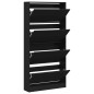 vidaXL Schuhschrank mit 4 Klappen Schwarz 80x21x163,5 cm vidaXL Schuhschrank mit 4 Klappen Schwarz 80x21x163,5 cm