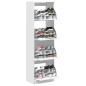 vidaXL Schuhschrank mit 4 Klappen Weiß 60x42x204 cm vidaXL Schuhschrank mit 4 Klappen Weiß 60x42x204 cm