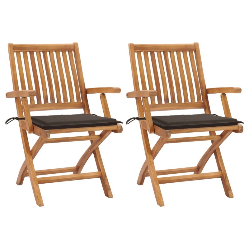 Gartenstühle 2 Stk. mit Taupe Kissen Teak Massivholz Gartenstühle 2 Stk. mit Taupe Kissen Teak Massivholz
