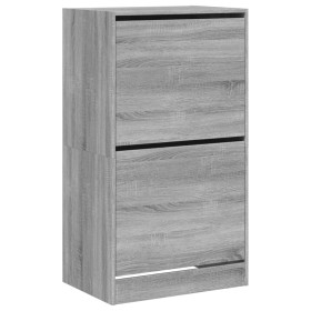 vidaXL Schuhschrank mit 2 Klappen Grau Sonoma 60x42x108 cm