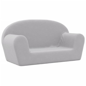 vidaXL Kindersofa 2-Sitzer Hellgrau Weich Plüsch