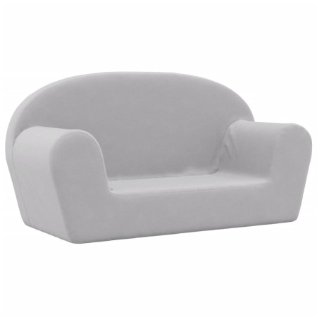 vidaXL Kindersofa 2-Sitzer Hellgrau Weich Plüsch
