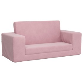 vidaXL Kinder-Schlafsofa 2-Sitzer Rosa Weicher Plüsch
