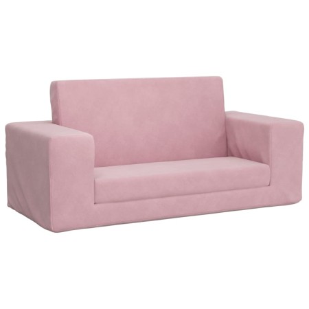 vidaXL Kinder-Schlafsofa 2-Sitzer Rosa Weicher Plüsch