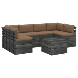 vidaXL 7-tlg. Garten-Sofagarnitur aus Paletten mit Kissen Kiefernholz