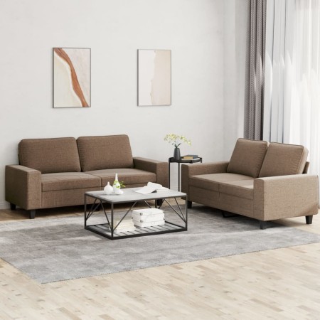 vidaXL 2-tlg. Sofagarnitur Braun Stoff