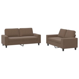 vidaXL 2-tlg. Sofagarnitur Braun Stoff