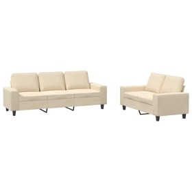 vidaXL 2-tlg. Sofagarnitur Creme Stoff