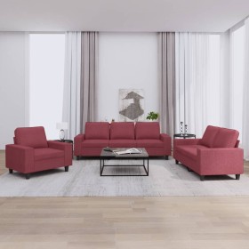 vidaXL 3-tlg. Sofagarnitur Weinrot Stoff