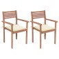 Gartenstühle 2 Stk. mit Cremeweißen Kissen Massivholz Teak Gartenstühle 2 Stk. mit Cremeweißen Kissen Massivholz Teak