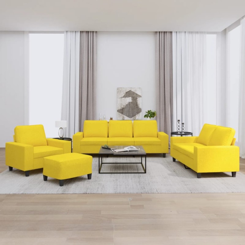 vidaXL 4-tlg. Sofagarnitur Hellgelb Stoff vidaXL 4-tlg. Sofagarnitur Hellgelb Stoff