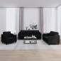 vidaXL 3-tlg. Sofagarnitur mit Kissen Schwarz Stoff vidaXL 3-tlg. Sofagarnitur mit Kissen Schwarz Stoff