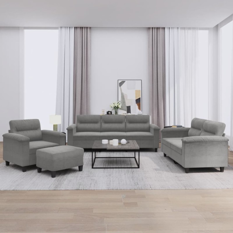 vidaXL 4-tlg. Sofagarnitur mit Kissen Dunkelgrau Mikrofasergewebe vidaXL 4-tlg. Sofagarnitur mit Kissen Dunkelgrau Mikrofasergewebe