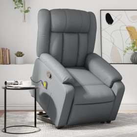 vidaXL Massagesessel mit Aufstehhilfe Grau Kunstleder