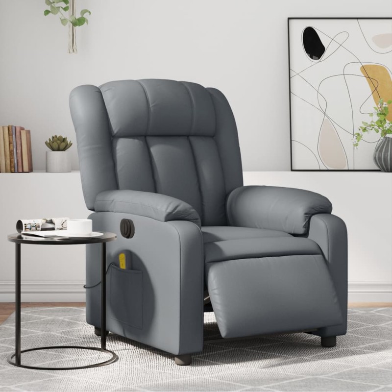 vidaXL Massagesessel Elektrisch Grau Kunstleder vidaXL Massagesessel Elektrisch Grau Kunstleder