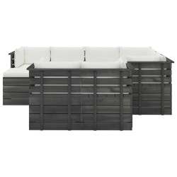 vidaXL 10-tlg. Garten-Sofagarnitur aus Paletten mit Kissen Kiefernholz